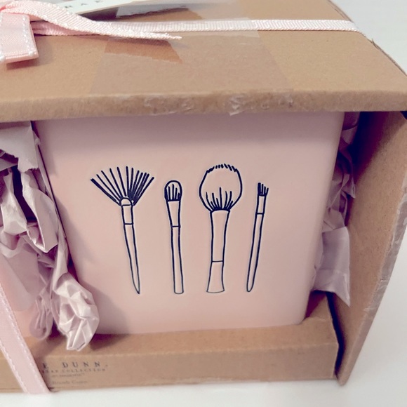 New Rae Dunn PINK “WAKE UP MAKE UP” Brush Holder Set - Picture 6 of 7